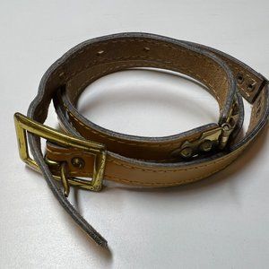 SOLD**Brass & Leather Skinny Belt 33"